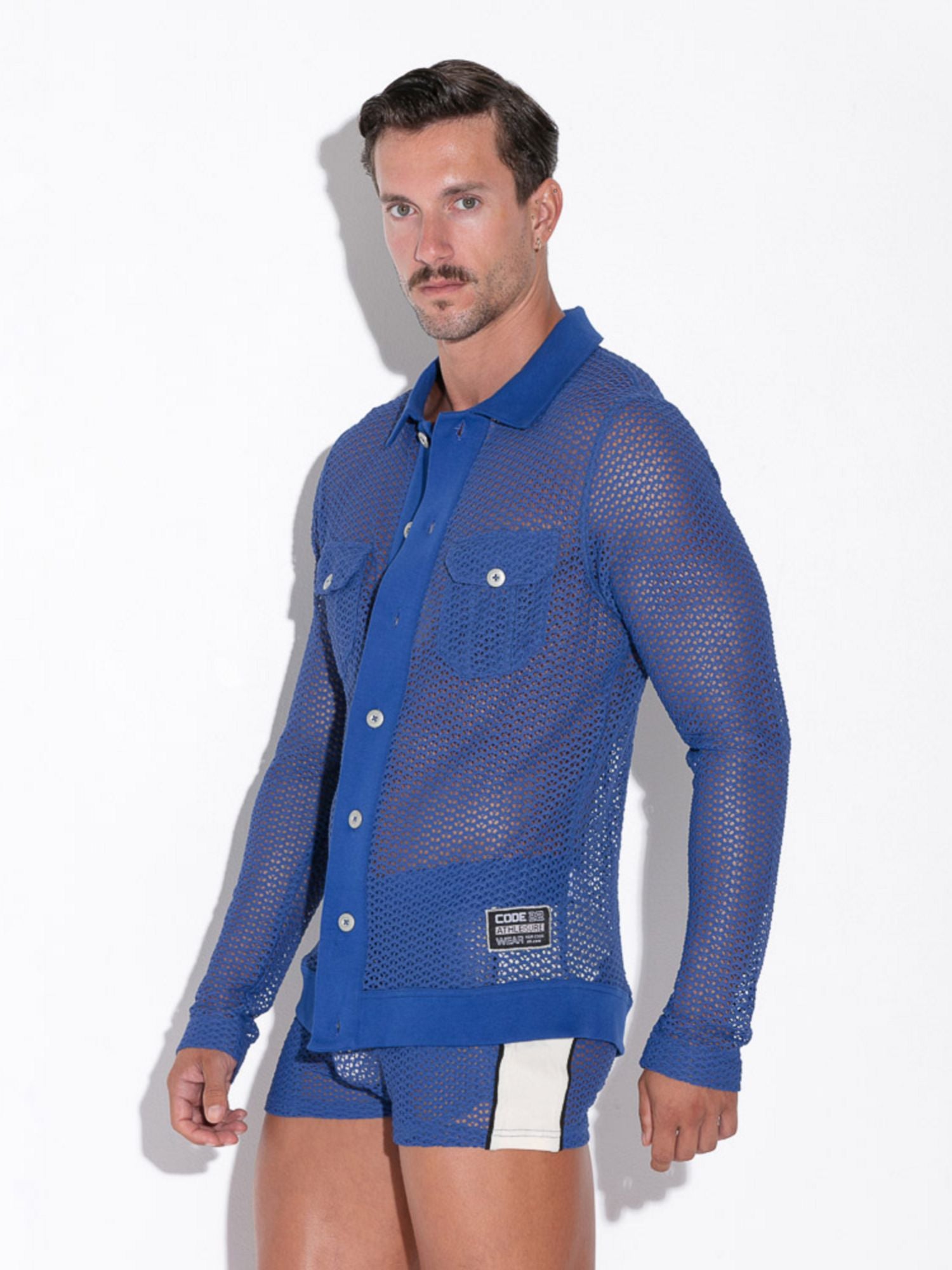 CODE 22 Openwork Jacquard Mesh Club Shirt 9739 Code 22 Kleidung & Accessoires:Herren:Herrenmode:Shirts & Hemden:Freizeithemden & Shirts nudosz.myshopify.com