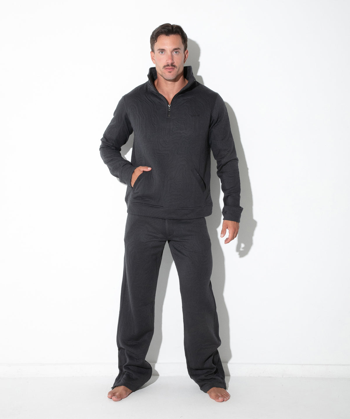 Gestepptes Sweatshirt mit Troyer-Kragen – 9785 Dunkelgrau - Code 22 - Shop Deutschland Noodosz