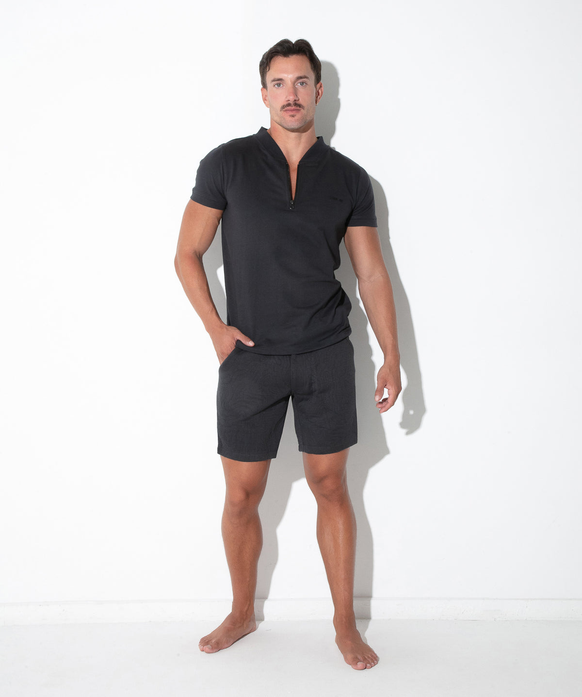 French-Terry T-Shirt mit Half-Zip 9786 – Dunkelgrau - Code 22 - Shop Deutschland Noodosz