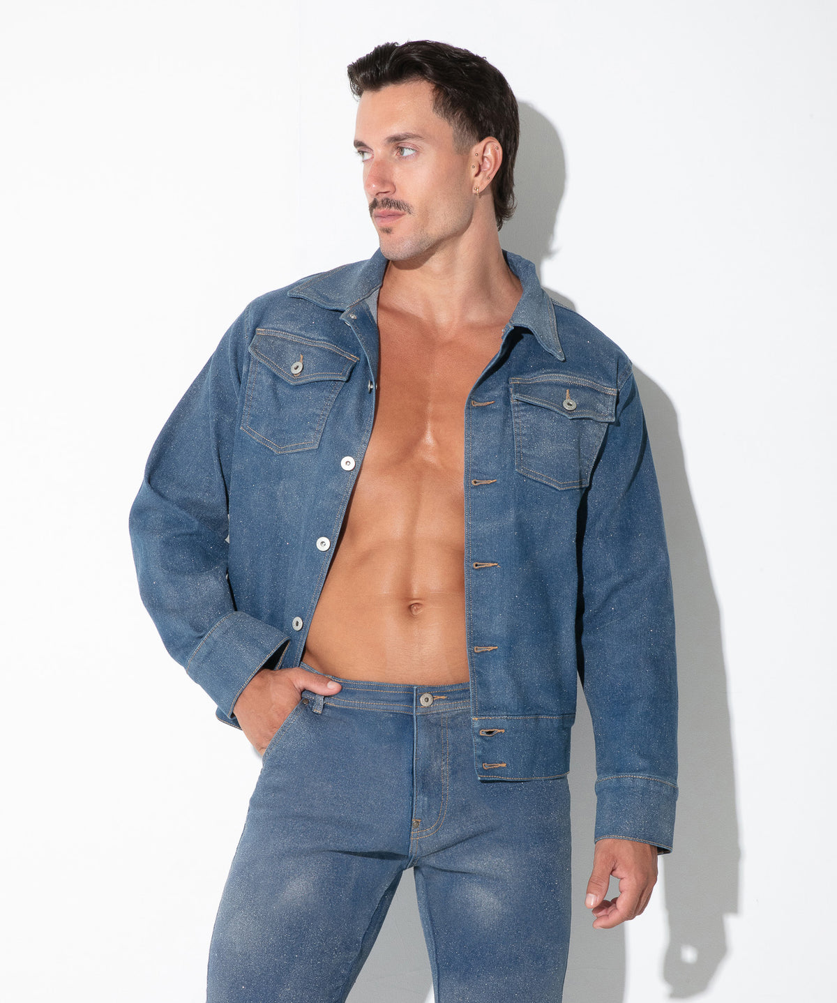 Metallic-Jeansjacke 9832 – Silber - Code 22 - Shop Deutschland Noodosz