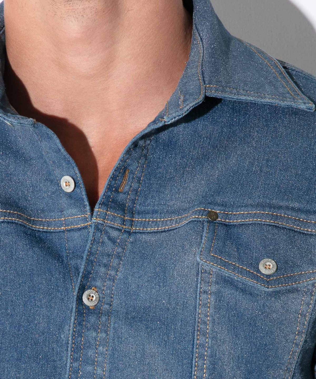 CODE 22 Metallic-Jeanshemd Kurzarm – 9833 Silber - Code 22 - Shop Deutschland Noodosz