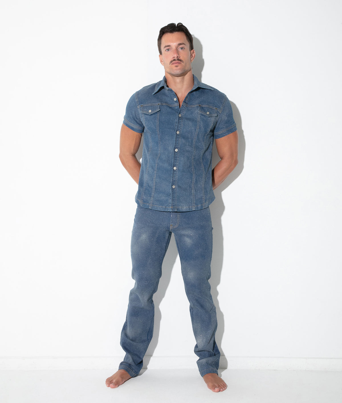 CODE 22 Metallic-Jeanshemd Kurzarm – 9833 Silber - Code 22 - Shop Deutschland Noodosz