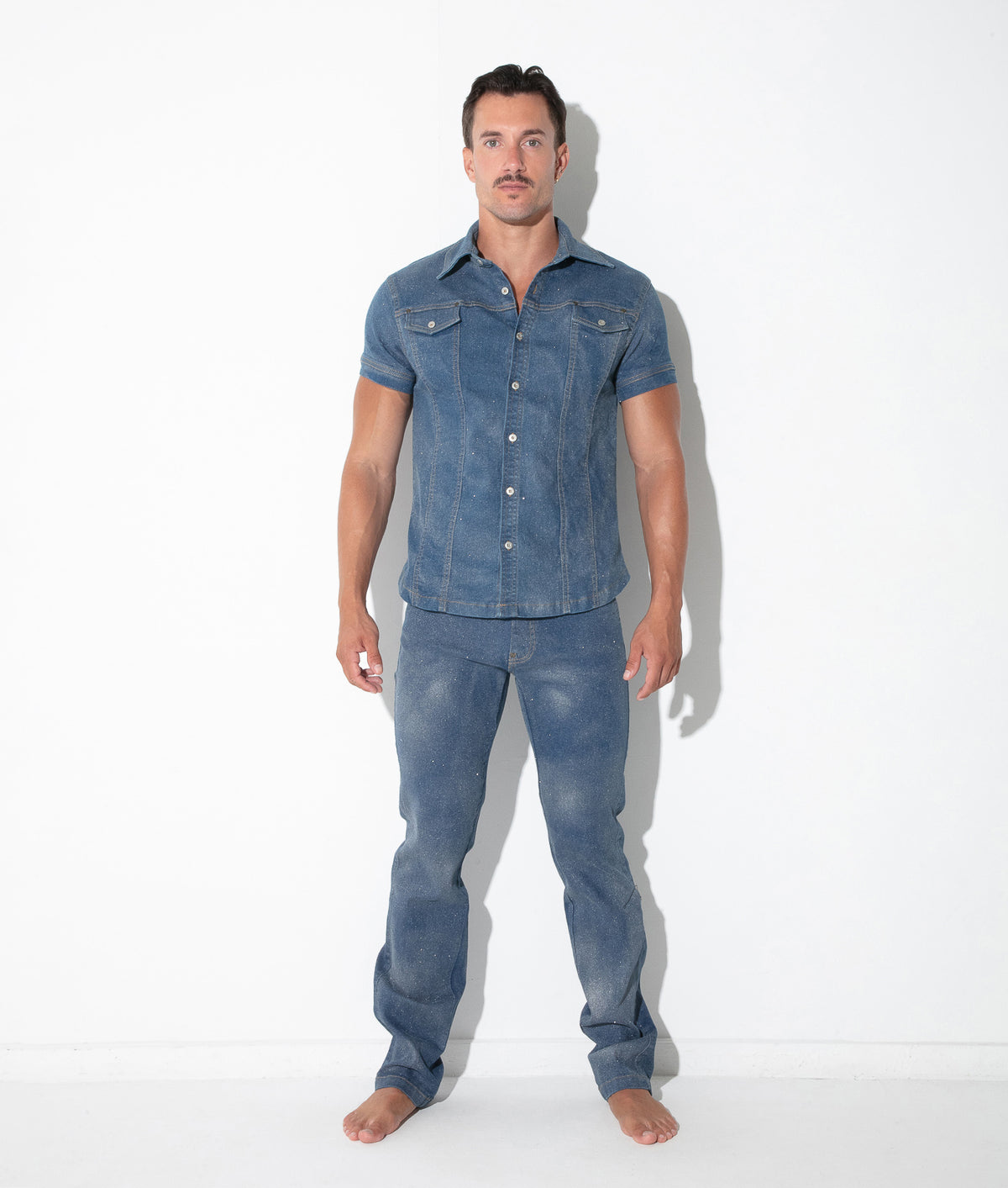 CODE 22 Metallic-Jeanshemd Kurzarm – 9833 Silber - Code 22 - Shop Deutschland Noodosz