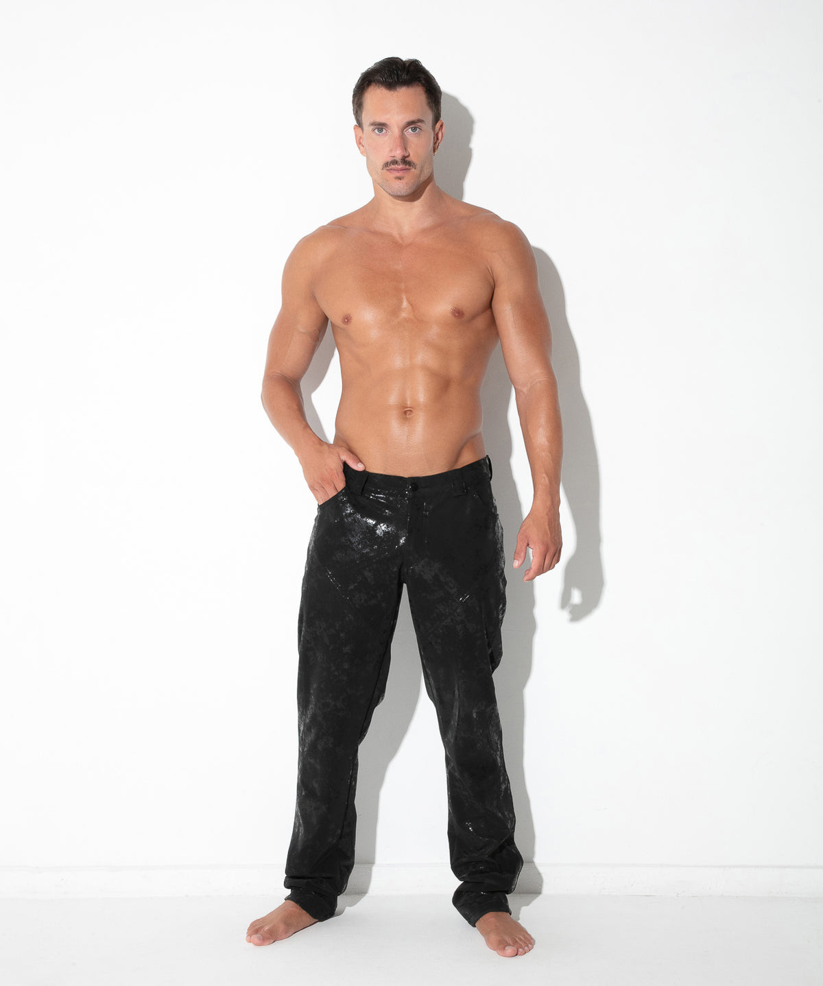 Kunstleder-Hose 5-Pocket im Vintage-Look 9841 -  Schwarz
