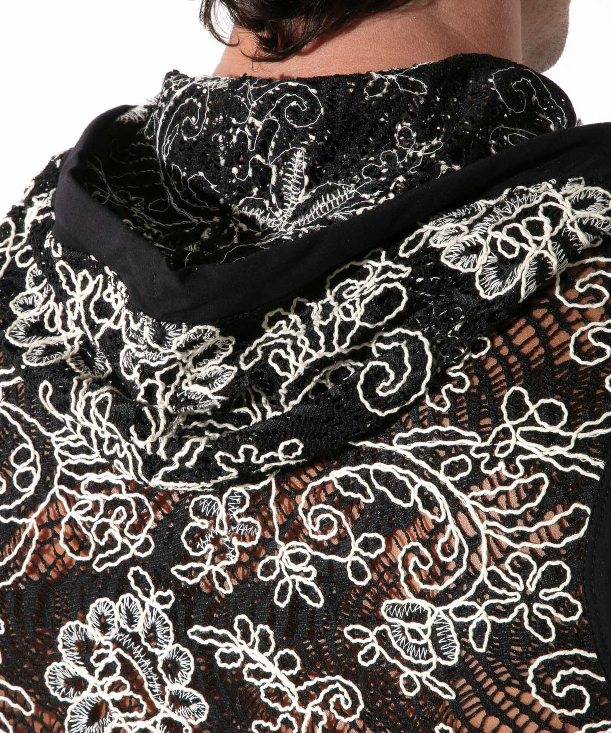 CONTRAST CORDED LACE SLEEVELESS 9843, Hoodie aus feiner Spitze - Code 22 - Shop Deutschland Noodosz