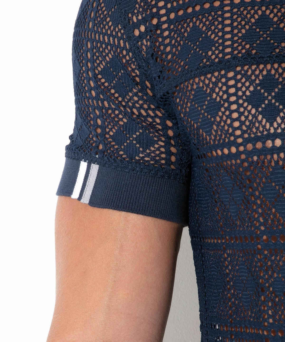 Spitzen-Poloshirt mit Grafikmuster 9847 – Navy