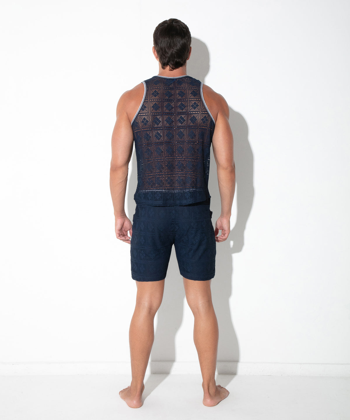Spitzen-Tanktop mit Grafikmuster 9848 – Navy