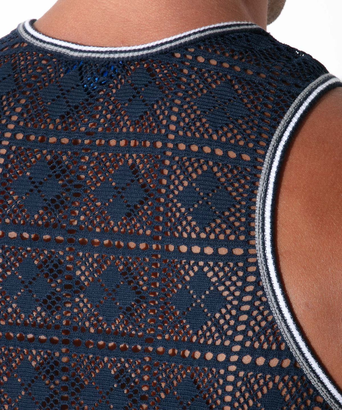 Spitzen-Tanktop mit Grafikmuster 9848 – Navy