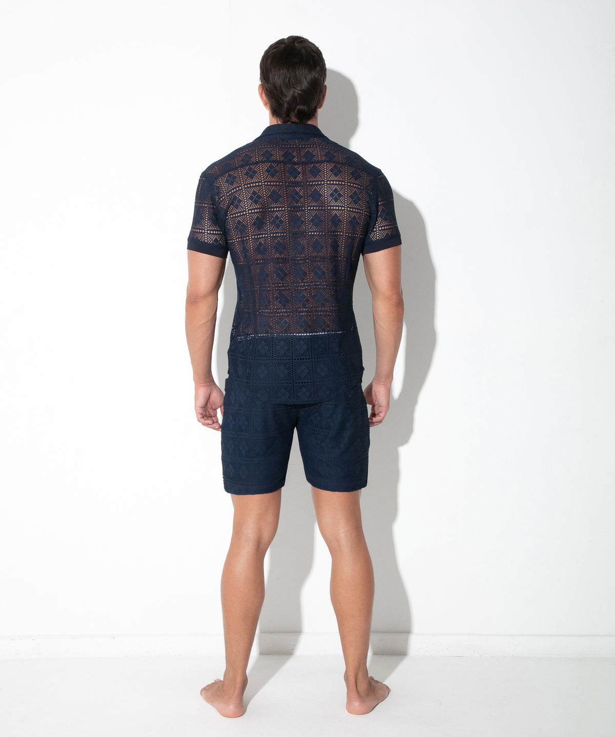 Spitzenhemd mit Grafikmuster 9849 – Navy