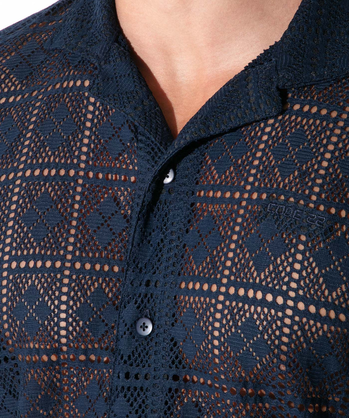 Spitzenhemd mit Grafikmuster 9849 – Navy