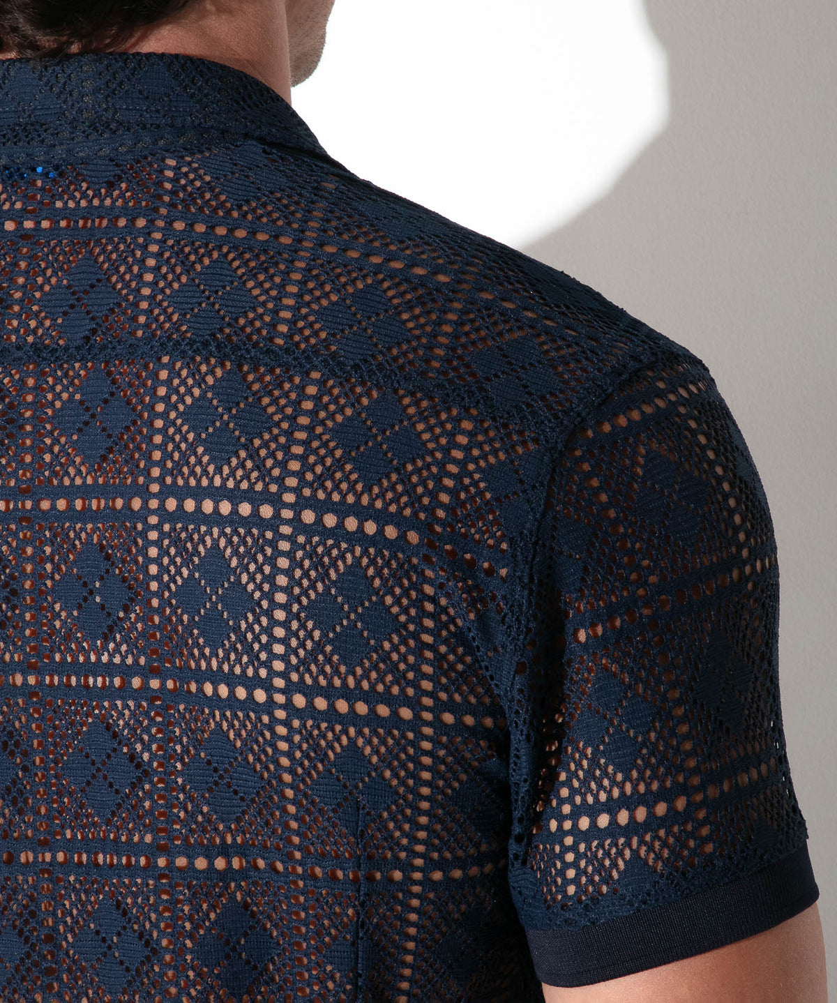 Spitzenhemd mit Grafikmuster 9849 – Navy