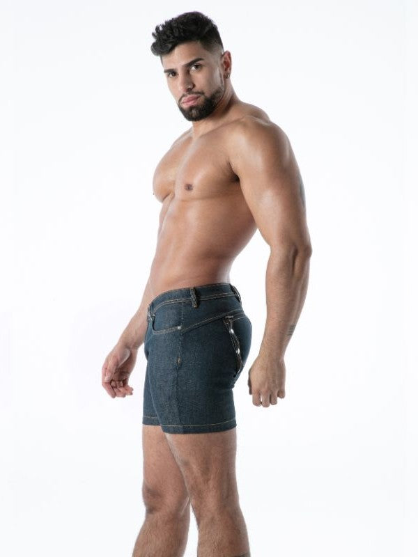 Raw Denim Backless Shorts, kurze Jeanshose