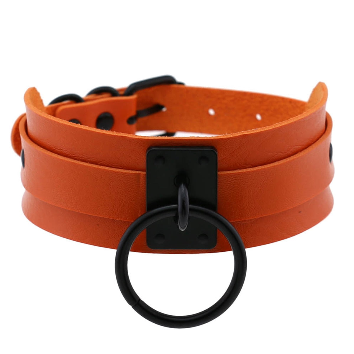 Leather Look Choker Collar