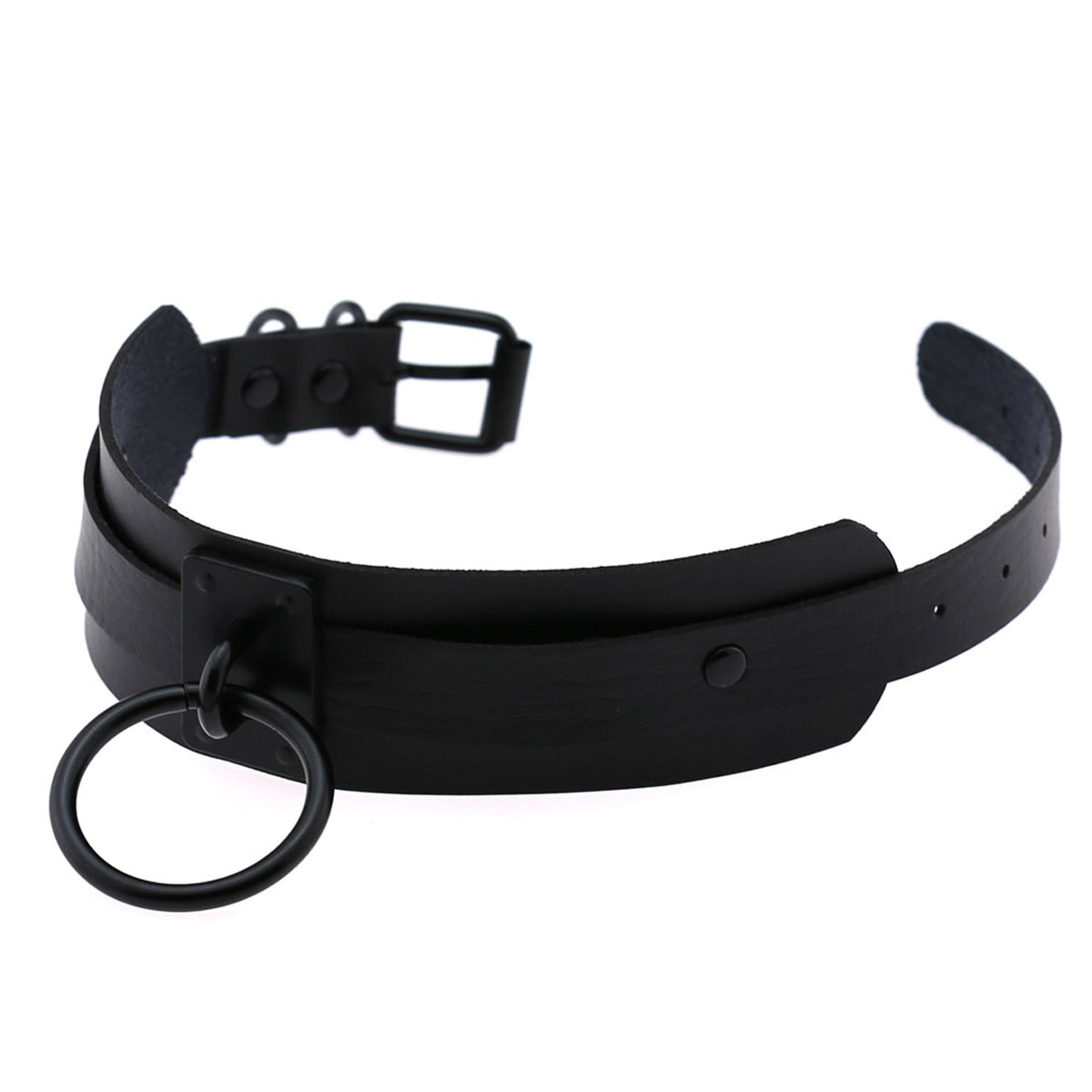 Leather Look Choker Collar