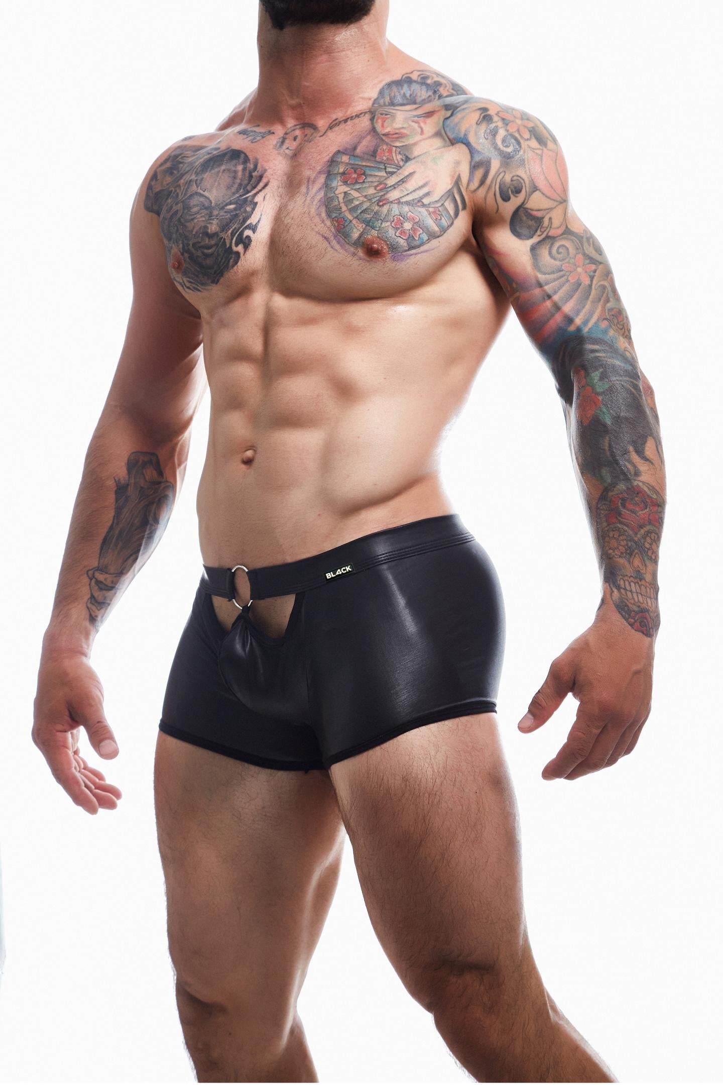 black wetlook mini pants BL4CK03 - XL