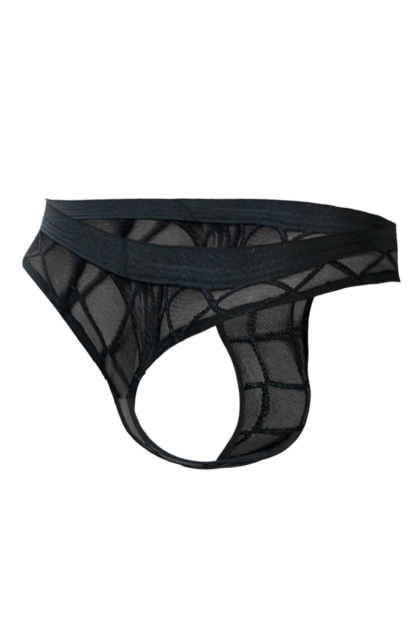 schwarzer String mit Netz RAV109 - XL