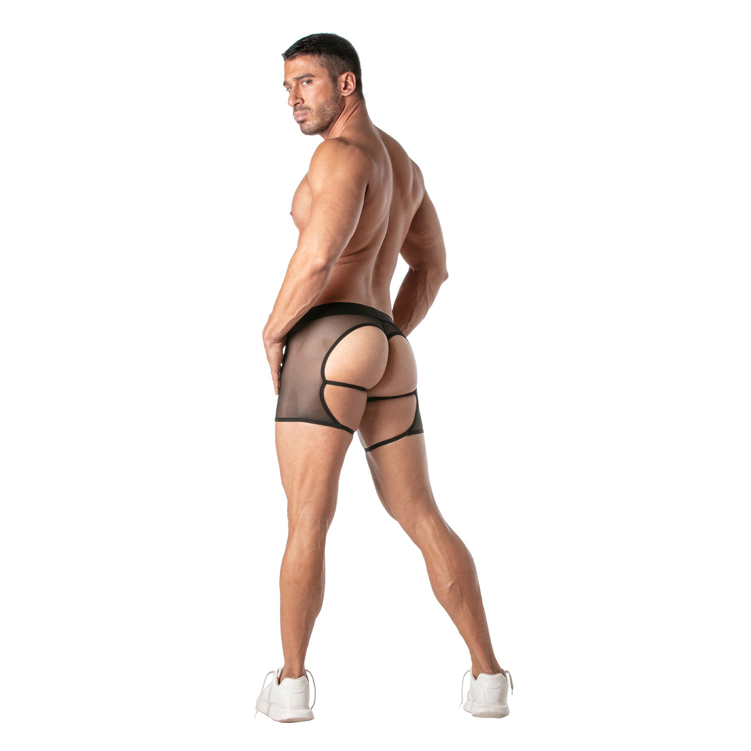 Mesh Thong With Chaps-Inspired String
