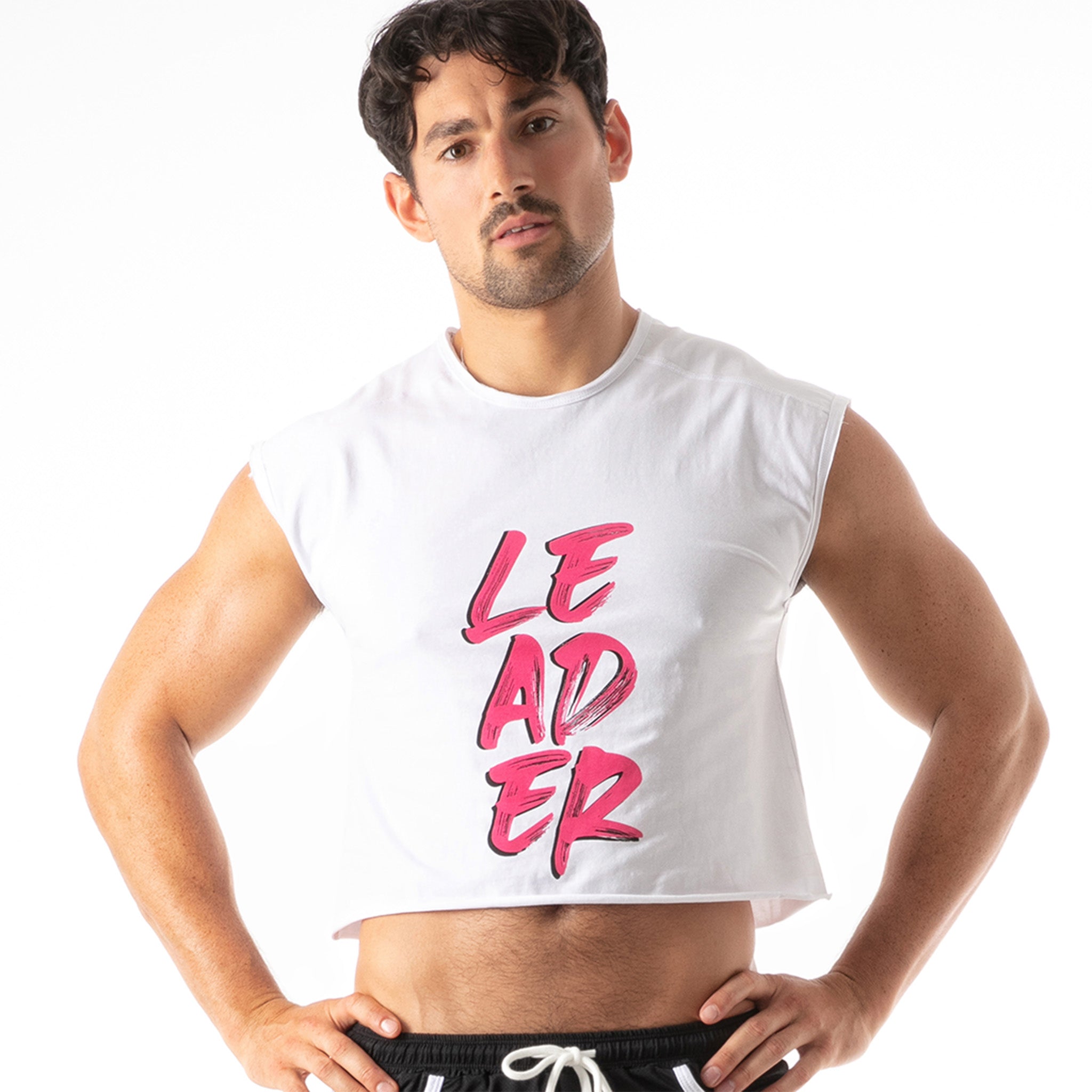 Hero LDR Crop T Shirt White Pink-0