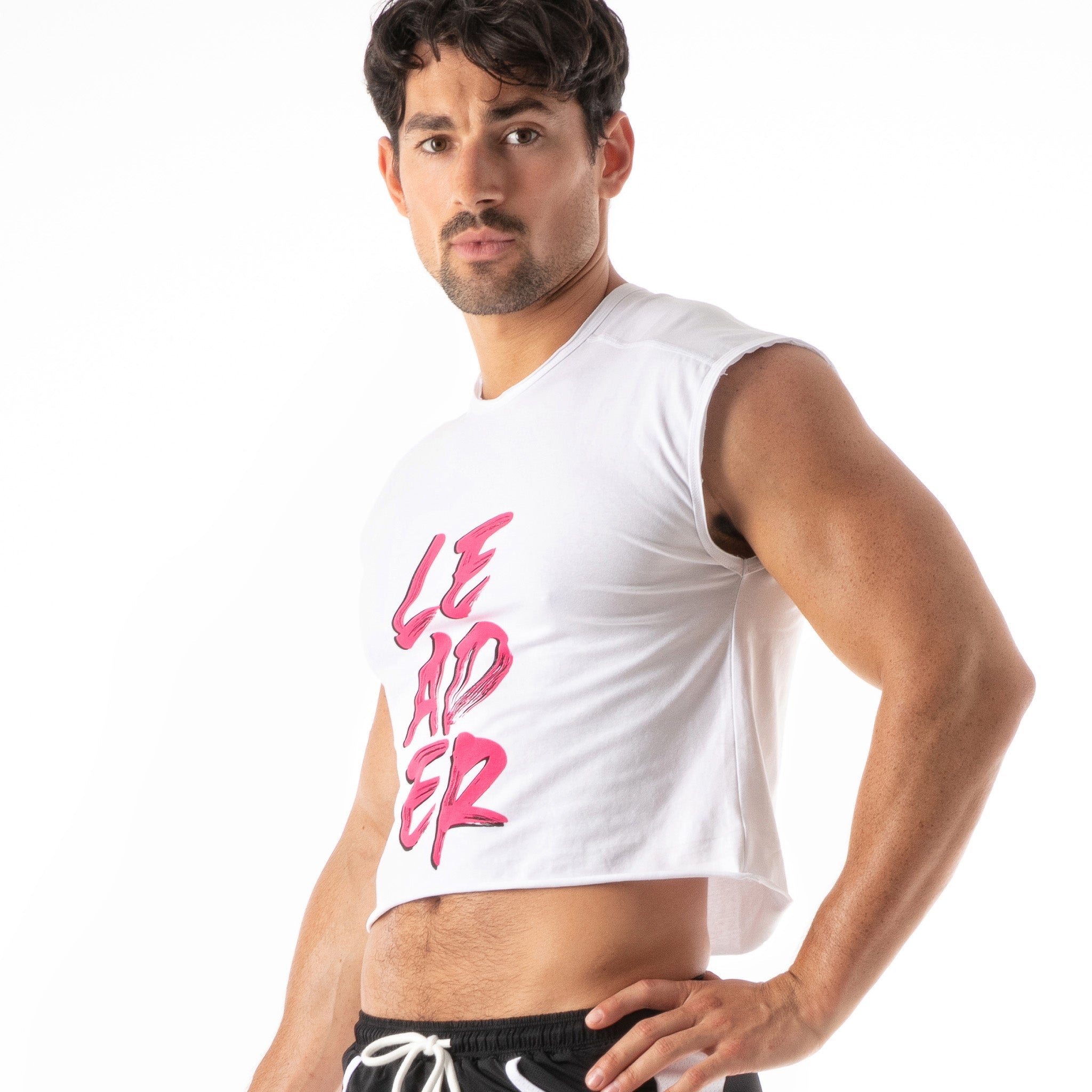 Hero LDR Crop T Shirt White Pink-1
