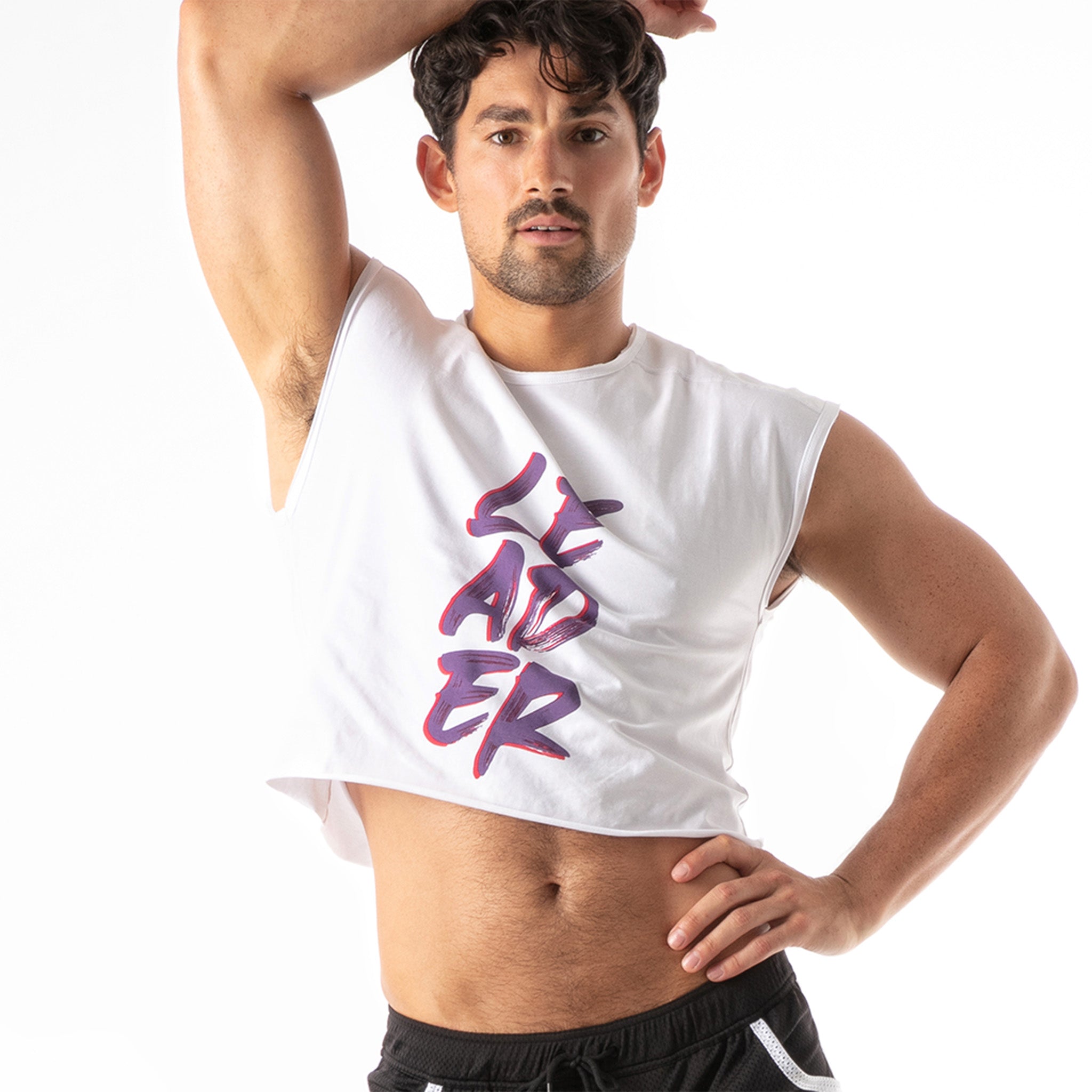 Hero LDR Crop T Shirt White Purple-0