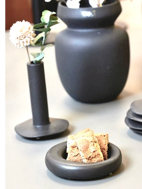 Kerzenhalter/Schale Ania schwarz 10,5cm