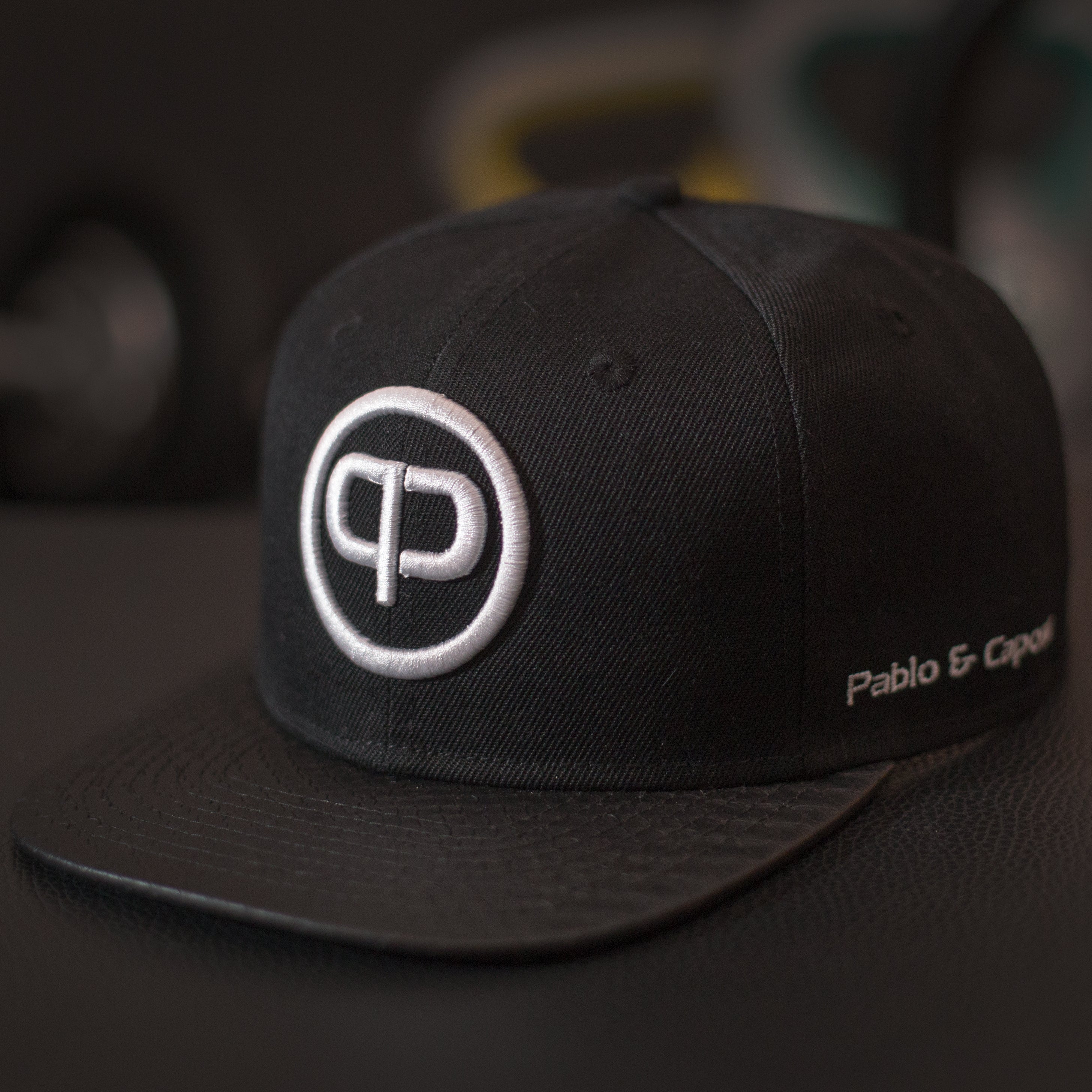 Leather Snap Cap - Black &amp; White