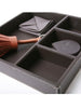 Aufbewahrungstablett 4 Fächer Leder schwarz