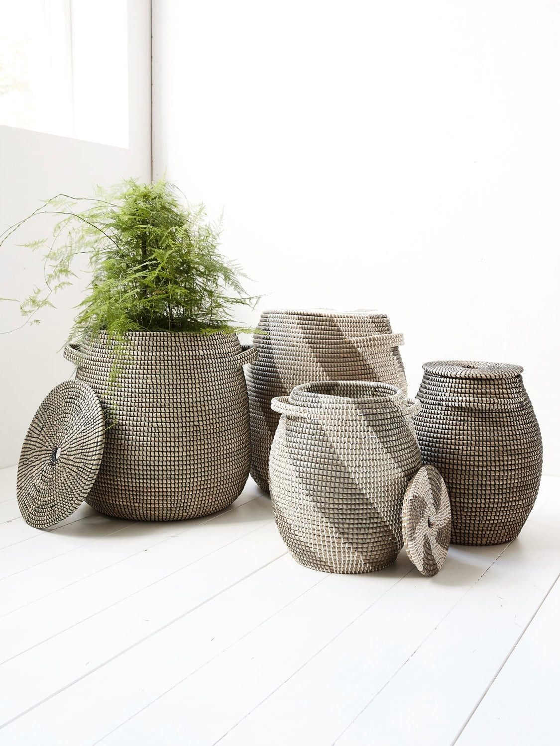 Flechtkorb HDEffect schwarz/natur, in 2 Größen