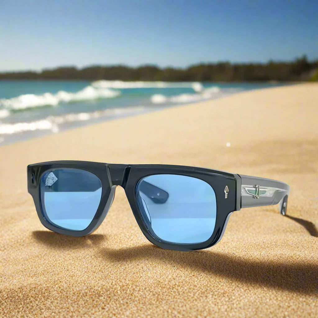 Jacques Marie Mage,THUNDERCLOUD thick solid acetate square Design sunglasses