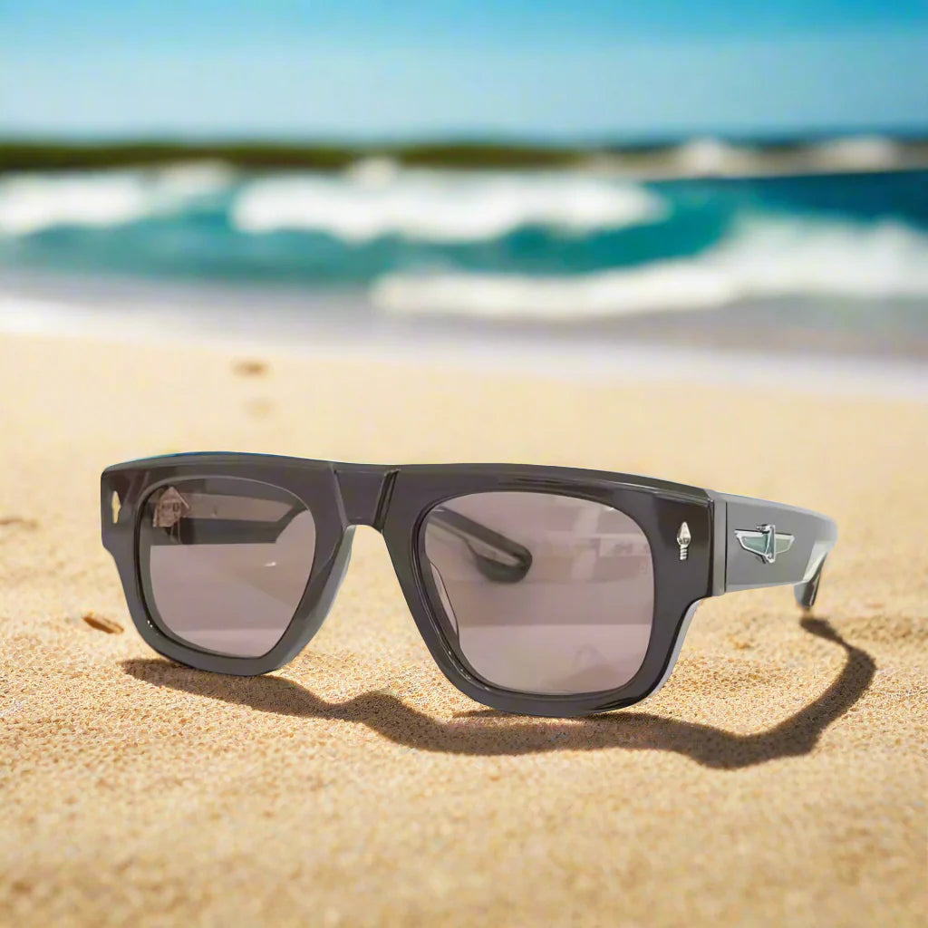 Jacques Marie Mage,THUNDERCLOUD thick solid acetate square Design sunglasses