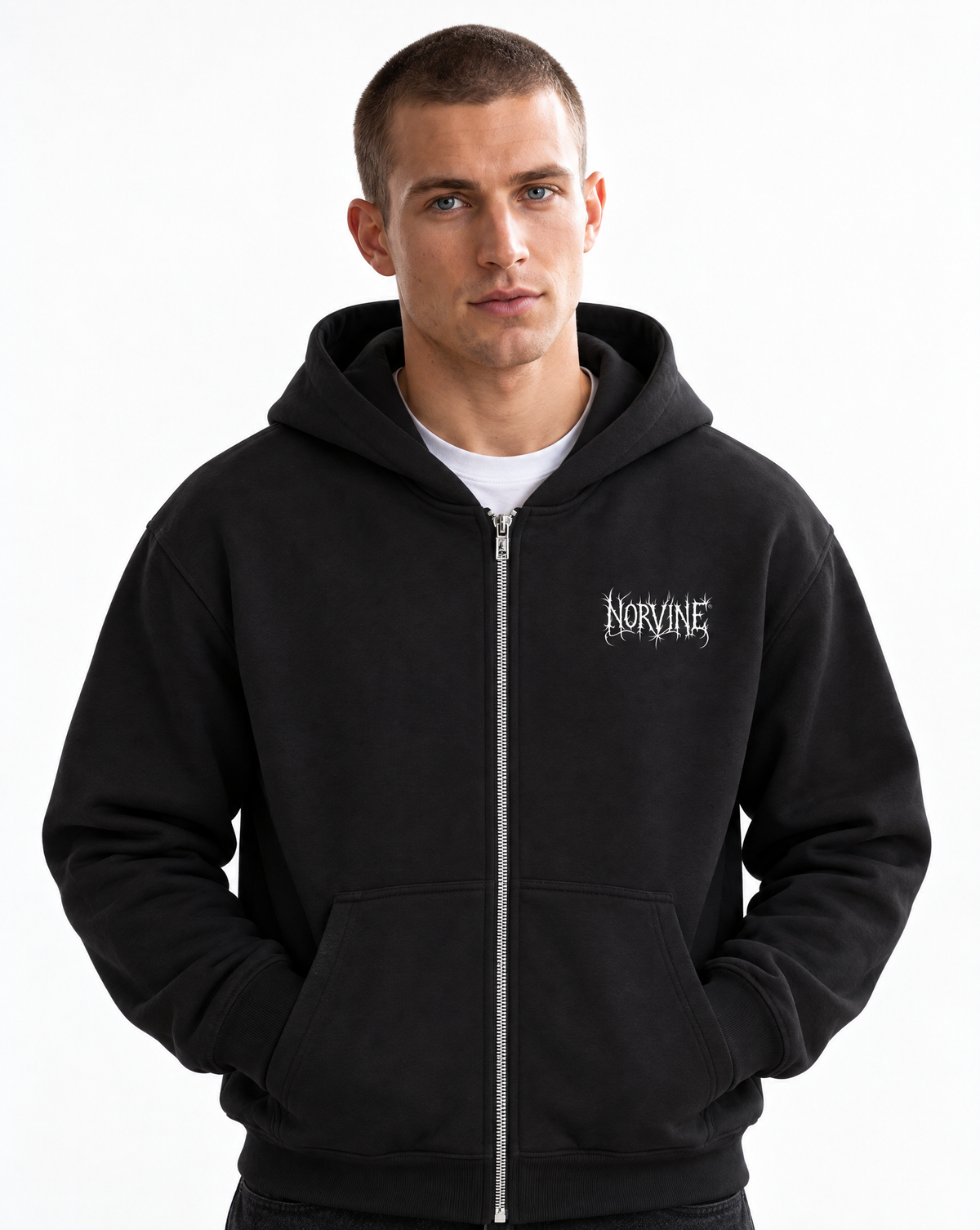 Norvine Zip Hoodie Herren mit großem Rückenprint