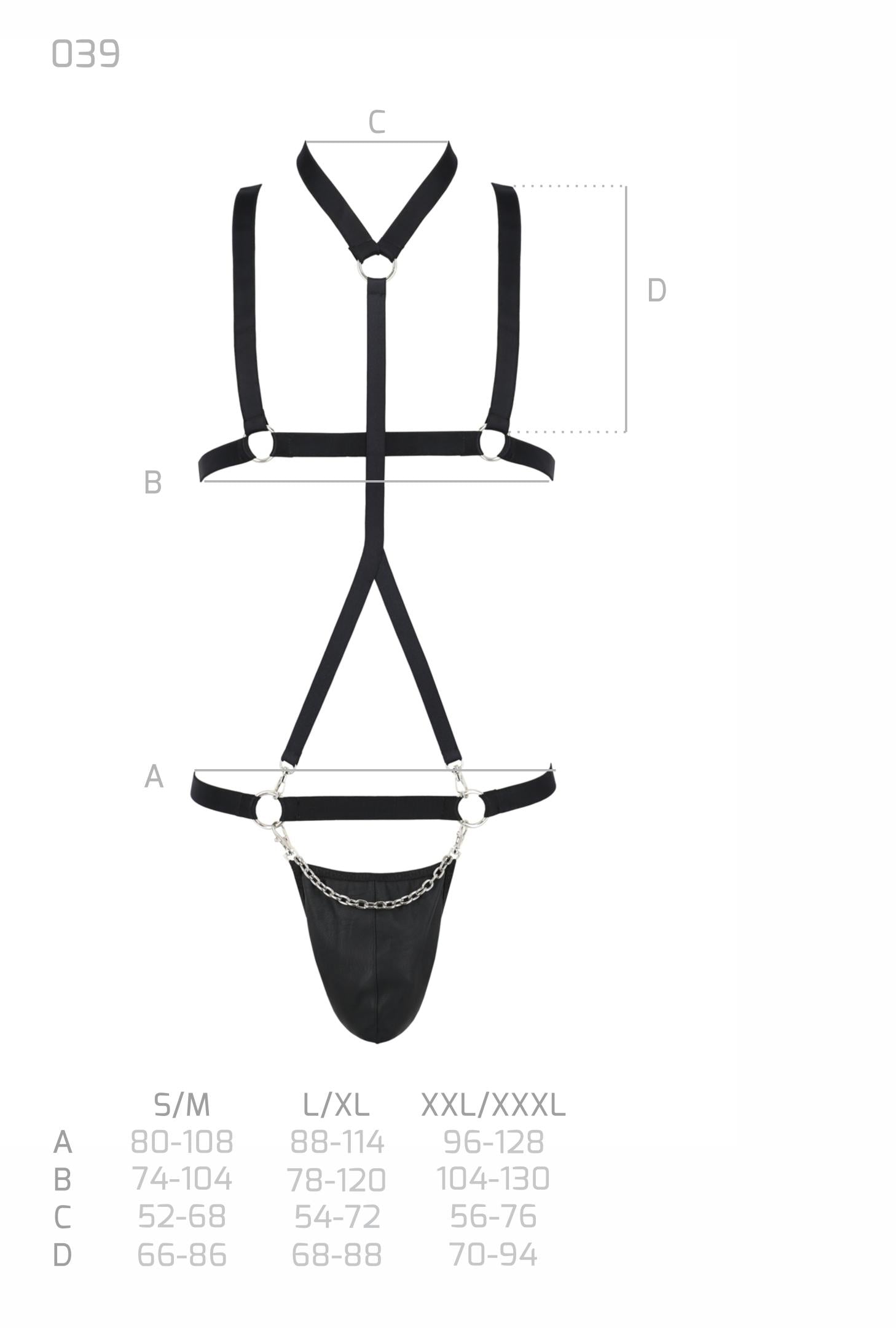 schwarzes Harness Set 039 - 2XL/3XL