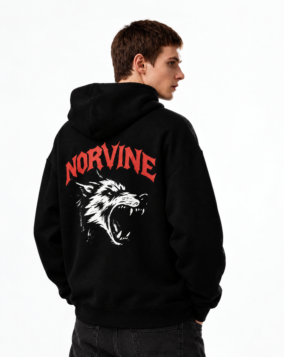 Norvine Hoodie Nightfang - Herren mit Wolf-Rückenprint