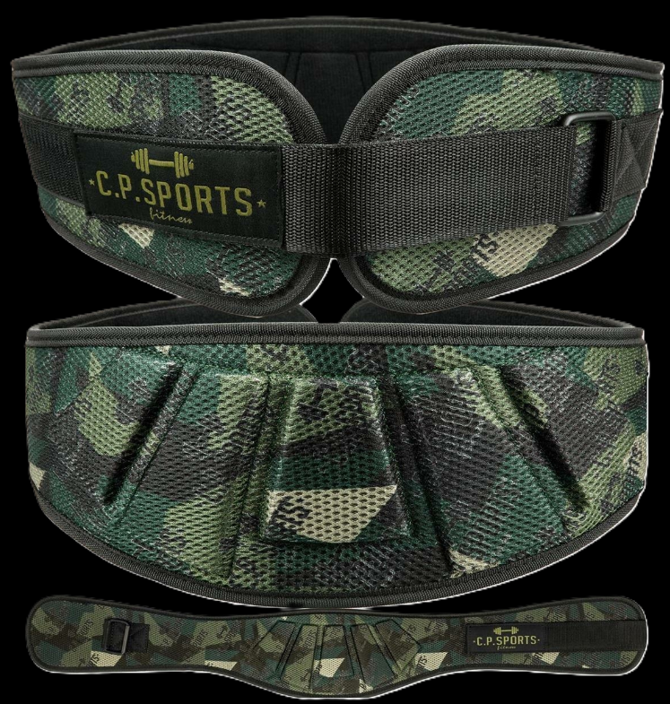 Gewichtshebegürtel /Profi /Ultraleichtgürtel Camouflage Grün - T7-3 - C.P. Sports