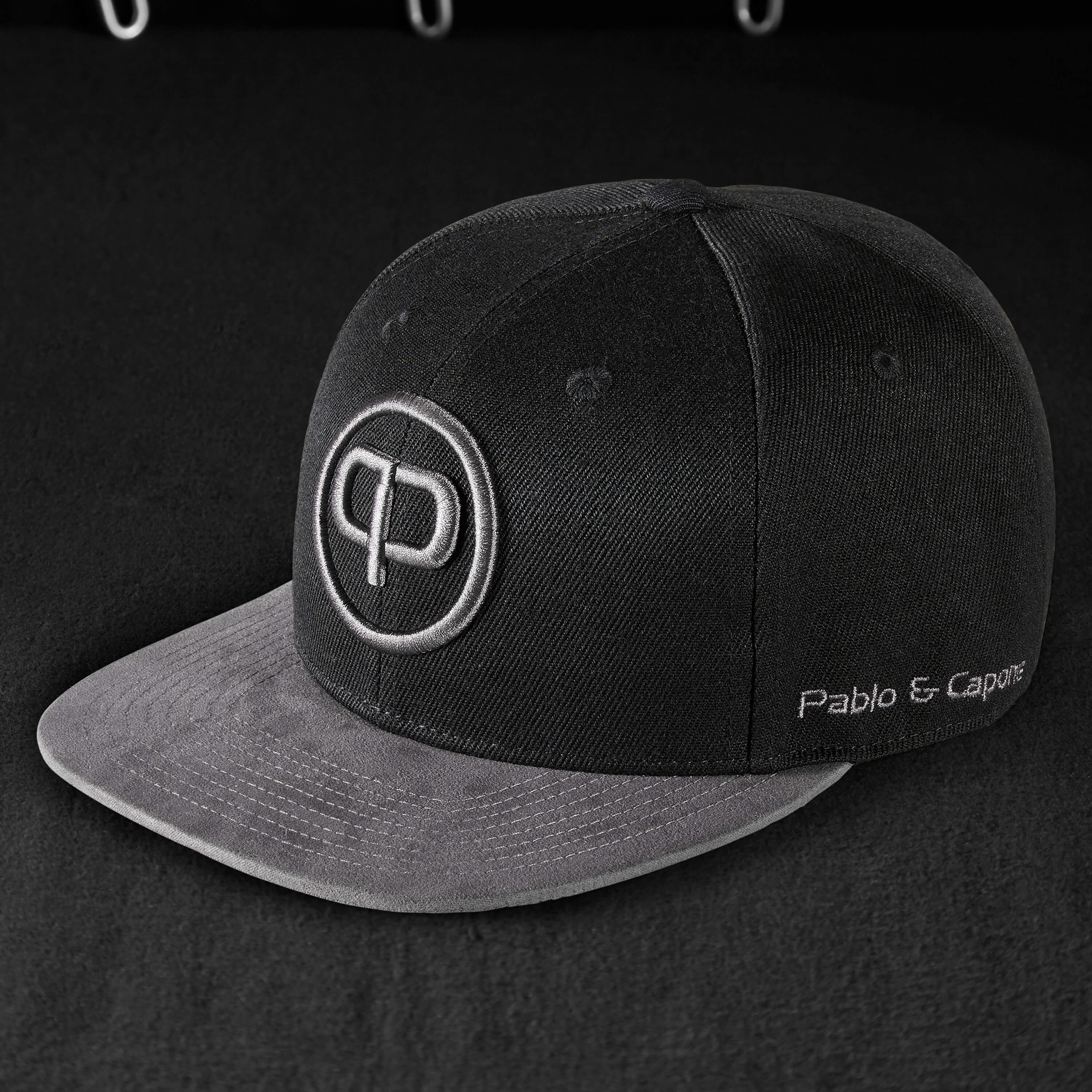 Snapback Cap - Black & Anthracite-Suede