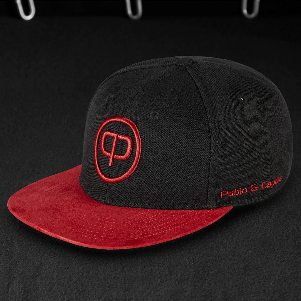 Snapback Cap - Black &amp; Red Suede