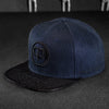 Snapback Cap - Navy Blue &amp; Black Leather