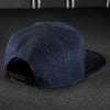 Snapback Cap - Navy Blue &amp; Black Leather