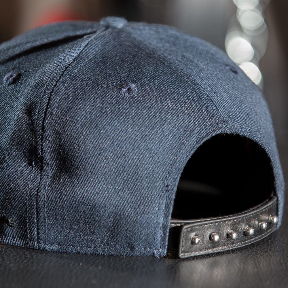 Leathersnap Cap - Navy Blue &amp; Black