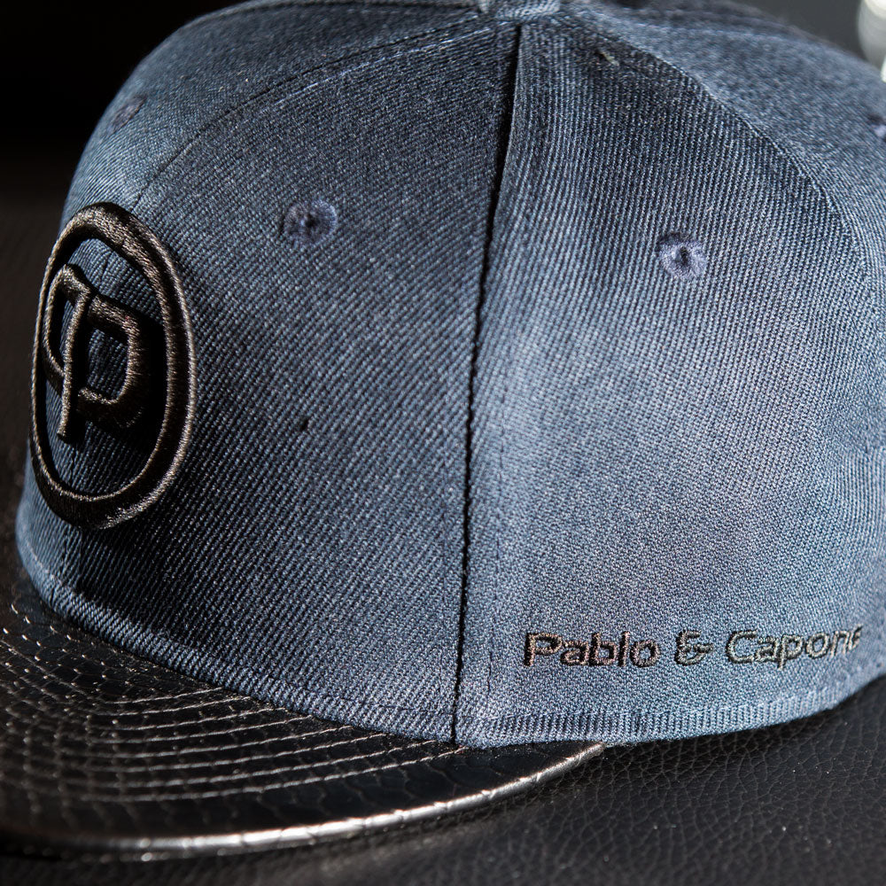 Leathersnap Cap - Navy Blue &amp; Black