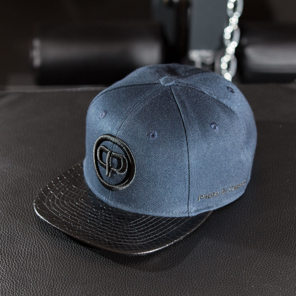 Leathersnap Cap - Navy Blue &amp; Black