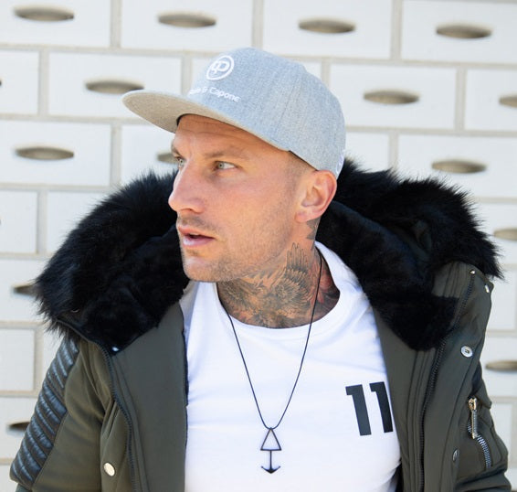 Snapback Cap - Grey & White