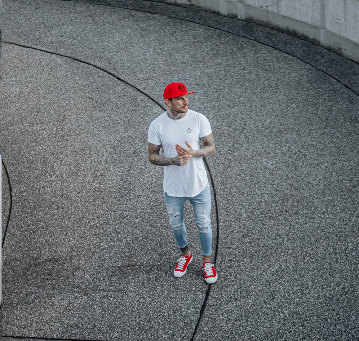 Snapback Cap - Red Leather &amp; Black