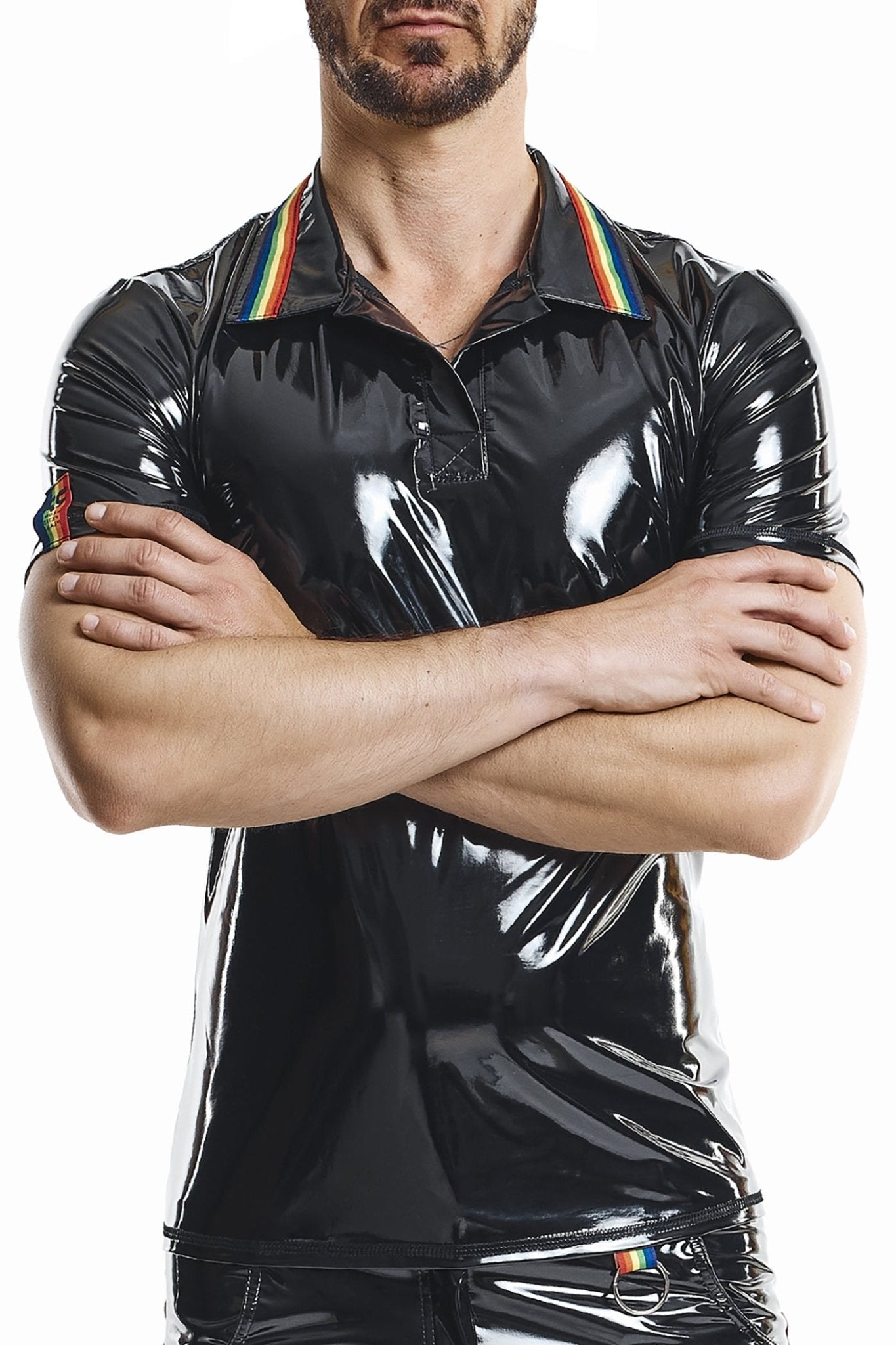 PVC Polo Shirt RMRaffaeleRBW schwarz - 2XL - Regnes Fetish Planet - Shop Deutschland Noodosz