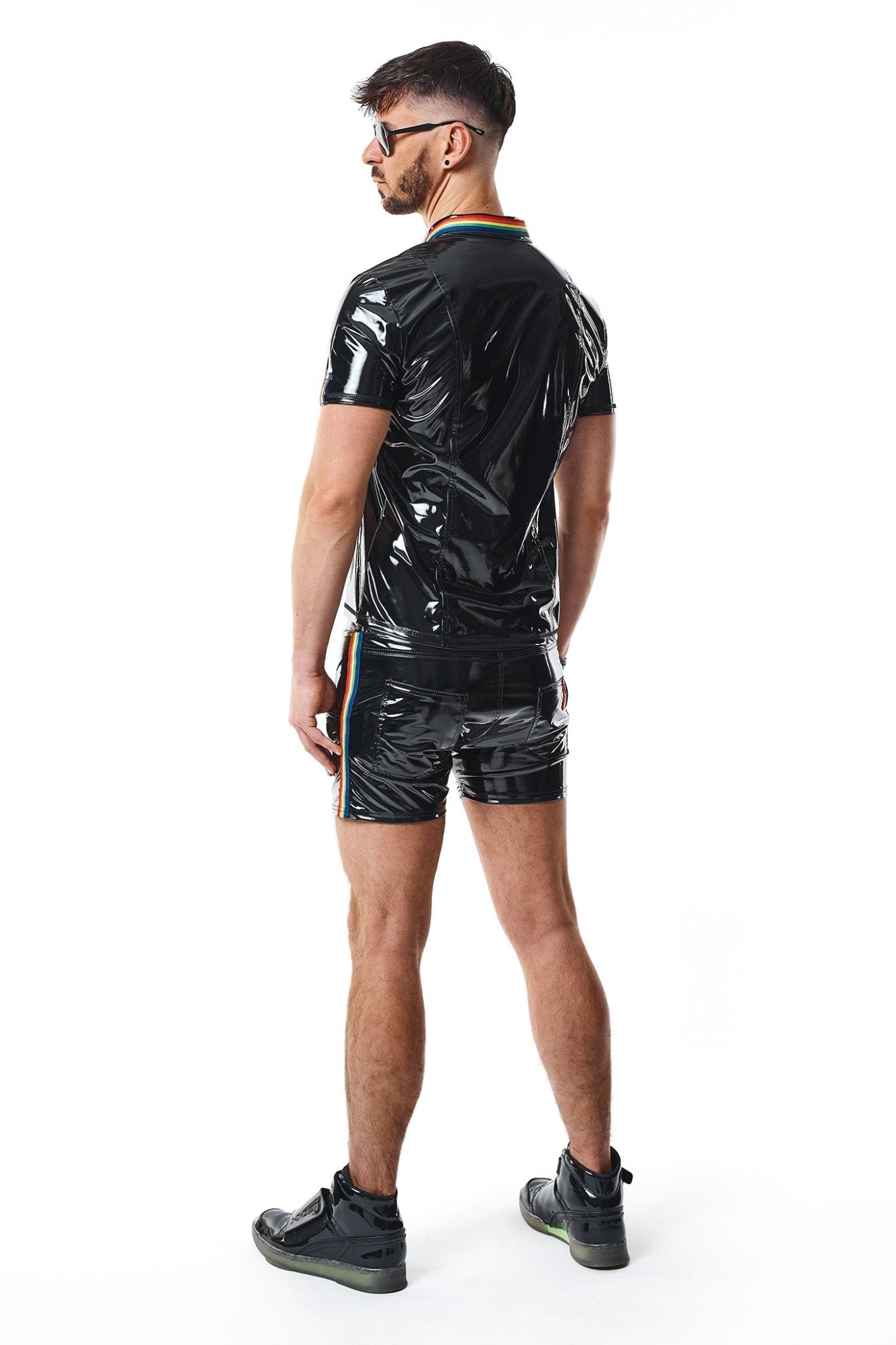 PVC Herren Polo Shirt RMRemigioRBW schwarz - 2XL - Regnes Fetish Planet - Shop Deutschland Noodosz
