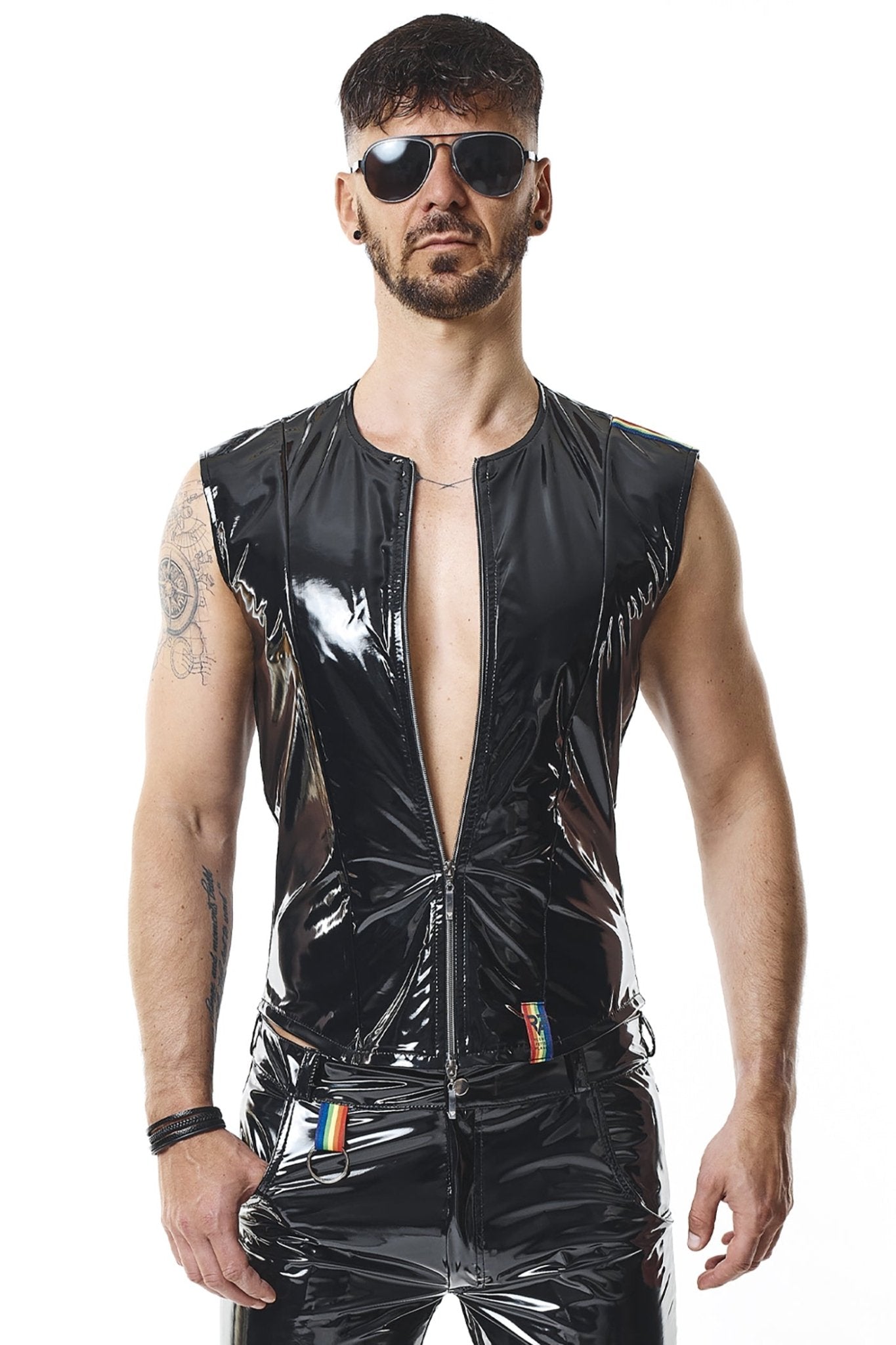 PVC Herren Weste RMTaddeoRBW schwarz - 2XL - Regnes Fetish Planet - Shop Deutschland Noodosz
