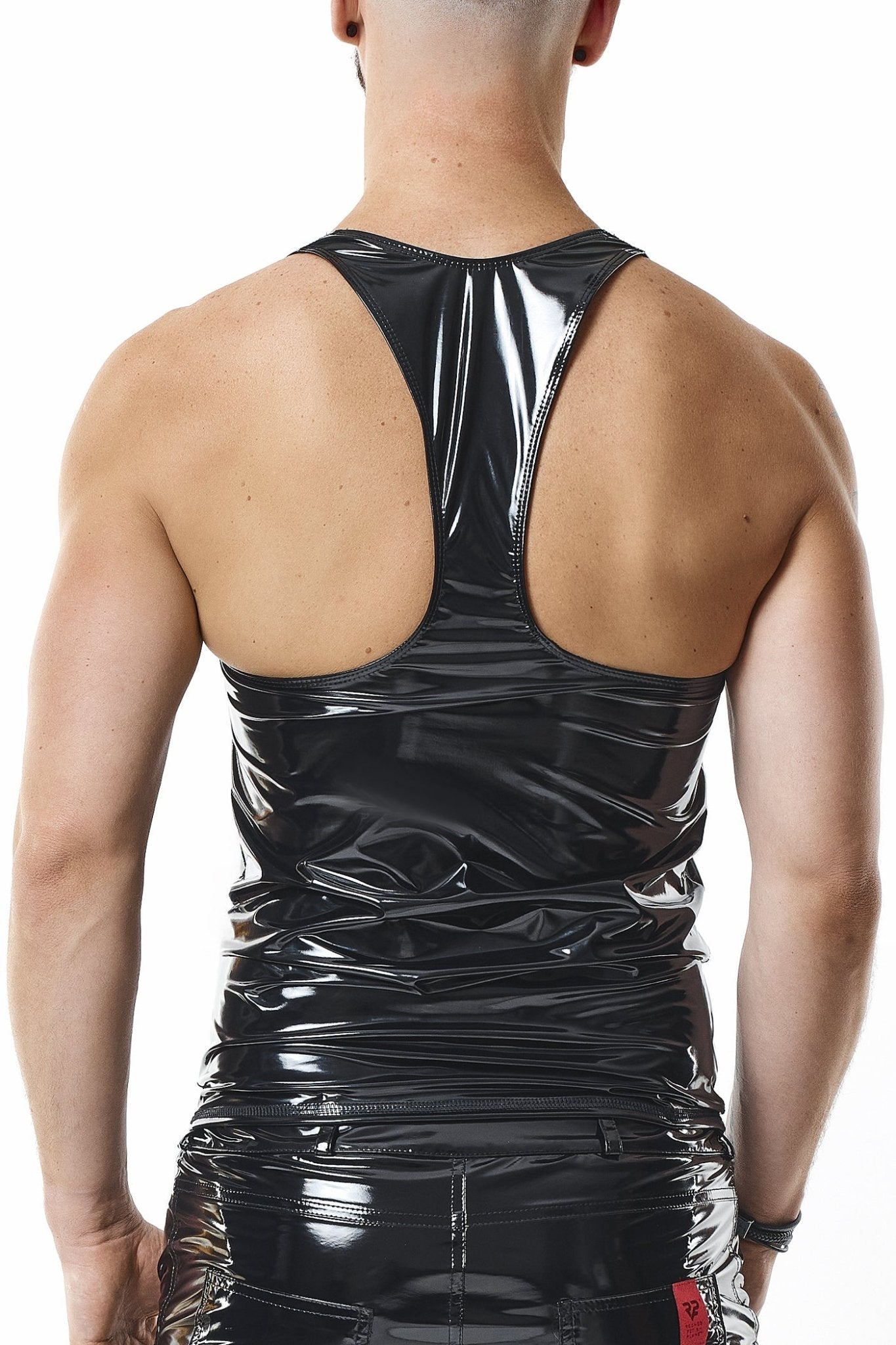 schwarzes Lack Herren Tank Top RMFreddie - 2XL - Regnes Fetish Planet - Shop Deutschland Noodosz