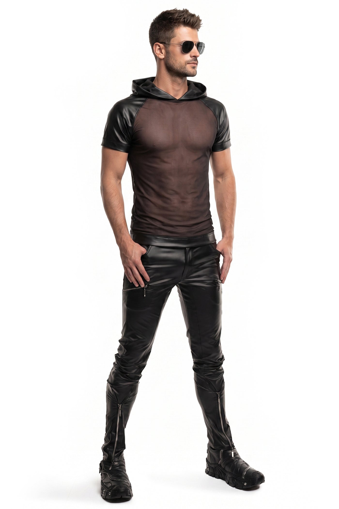 Herren Kapuzen T-Shirt ADMagnus001 schwarz - 2XL