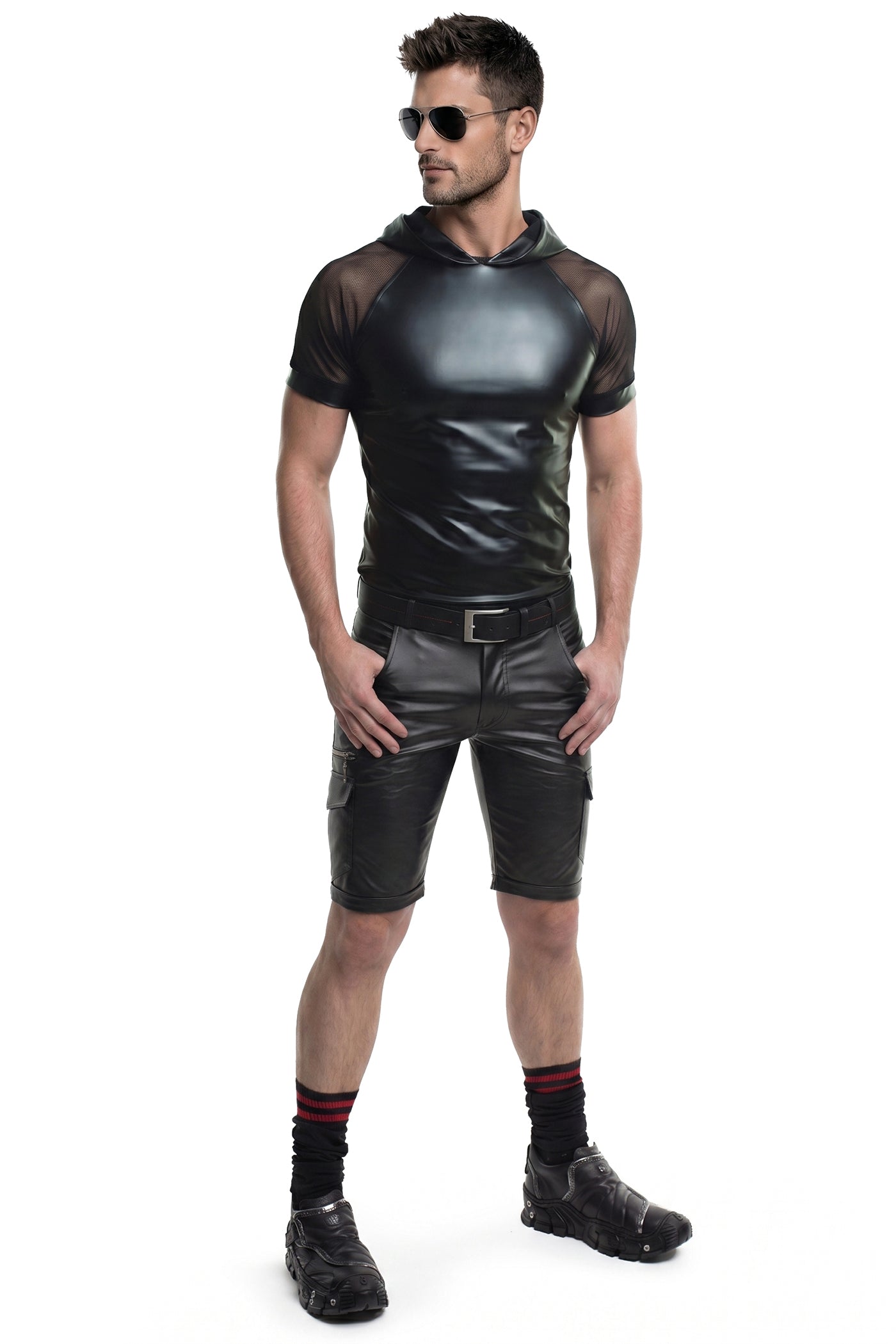 Herren Kapuzen T-Shirt ADSolar001 schwarz - 2XL