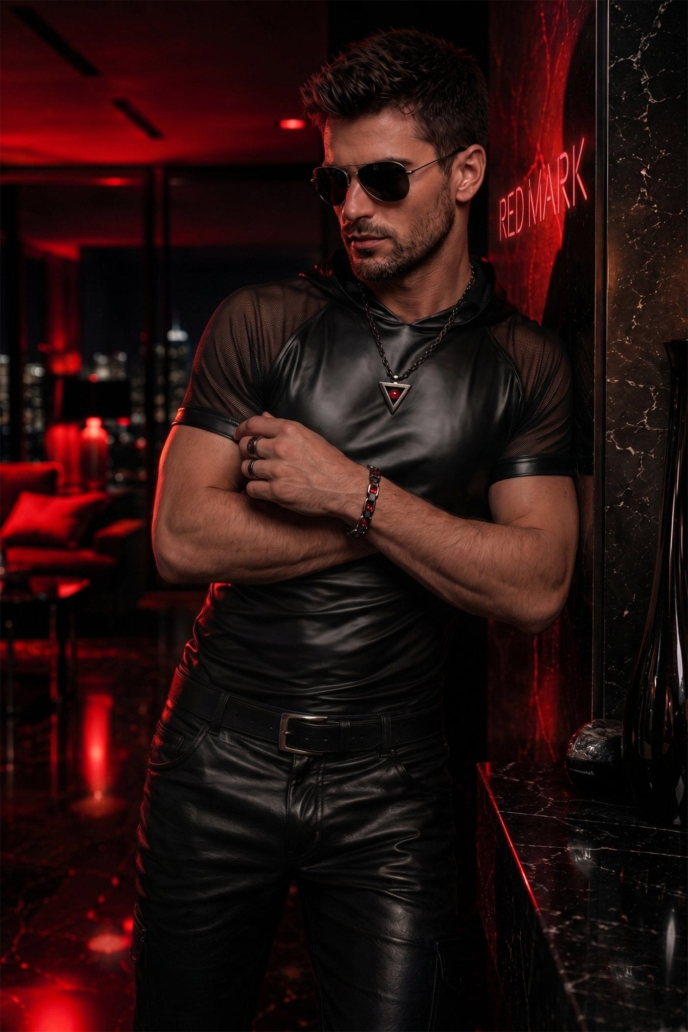 Herren Kapuzen T-Shirt ADSolar001 schwarz - 2XL - Regnes Fetish Planet - Shop Deutschland Noodosz